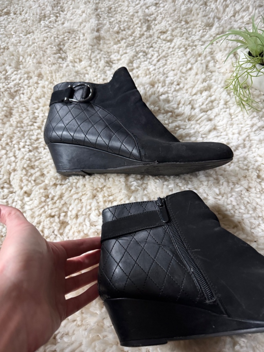 Impo ankle booties in Impo Black Quilted Wedge Ankle Booties with Side Zip. Quil - Picture 2 of 7